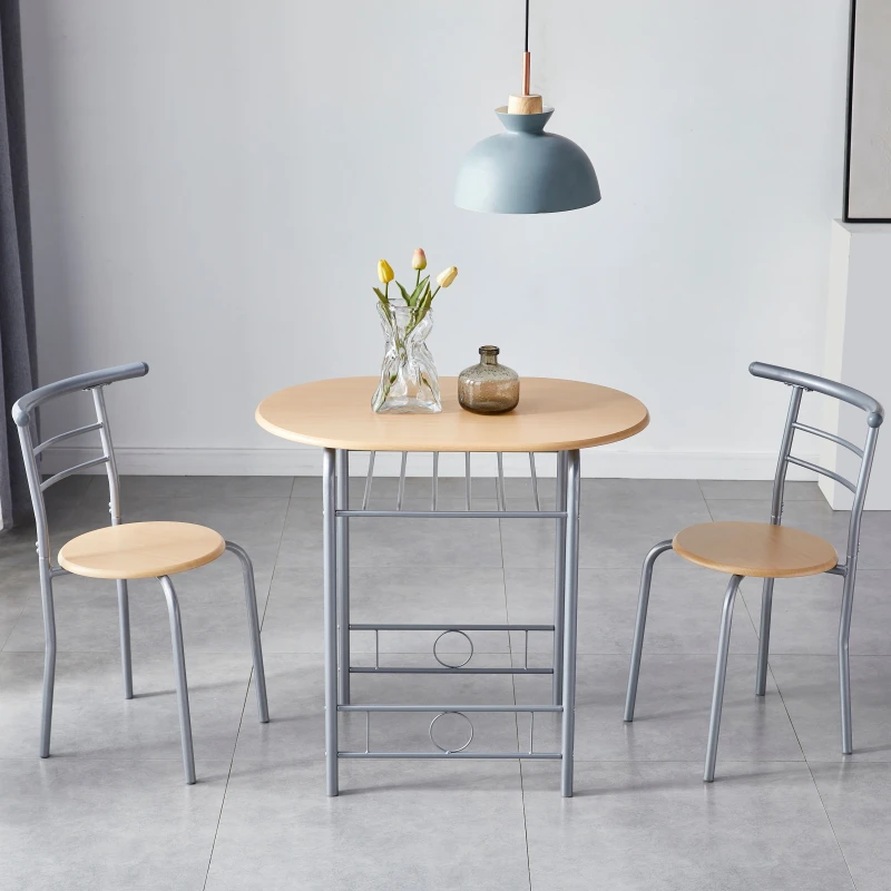 Image of MCC DIRECT Mcc Direct - Dining Table and Chairs Set Metal Wood Effect Kitchen Table Dining Chairs Barley natural TS2014