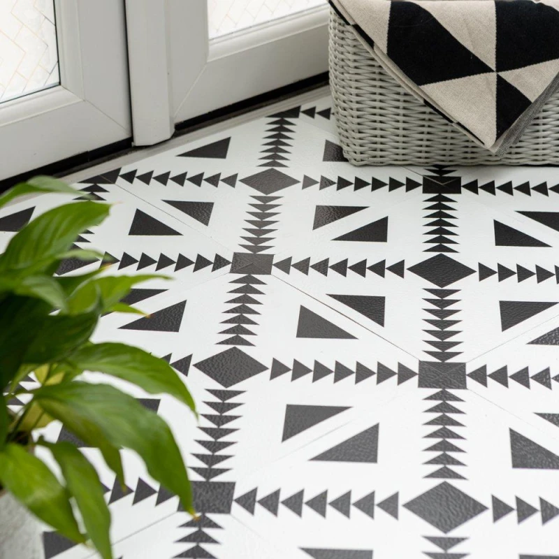 Image of Floor Pops Self Adhesive Vinyl Floor Tiles Parla Black & White unisex 1.86 SQM