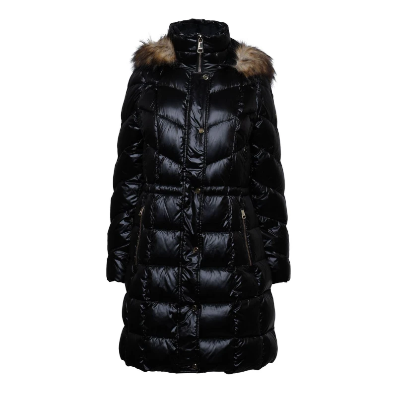 Image of DKNY Zip Front Waisted Down Jacket Black female S