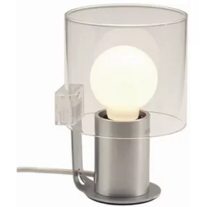 Image of Linea Verdace Corridagl Cylindrical Table Lamp Satin Nickel
