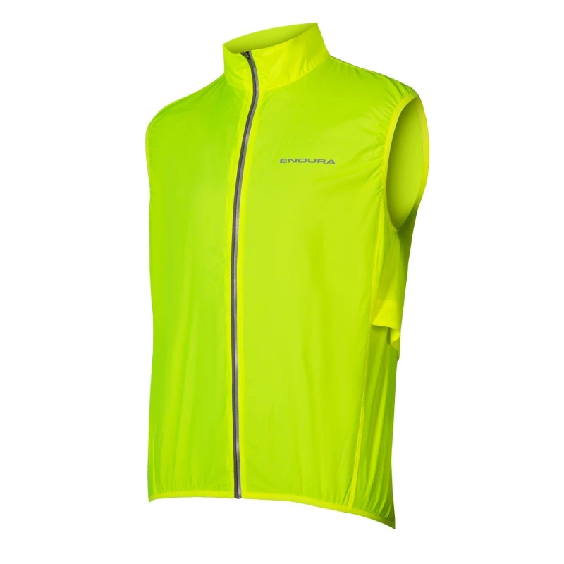 Image of Endura Mens Pakagilet Windproof Sleeveless Gilet Hi Viz Yellow male S