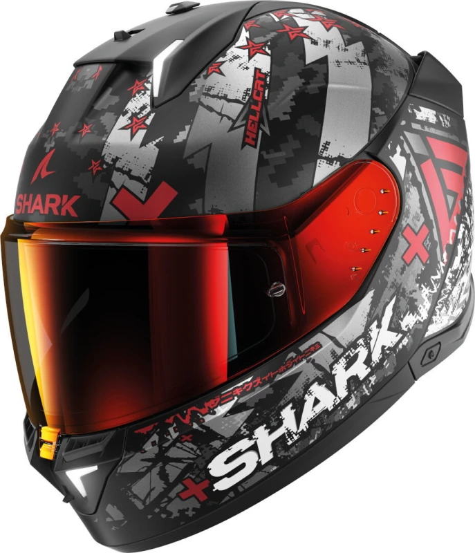 Image of Shark SKWAL i3 Hellcat Mat Black Chrom Red KUR Full Face Helmet Size 2XL