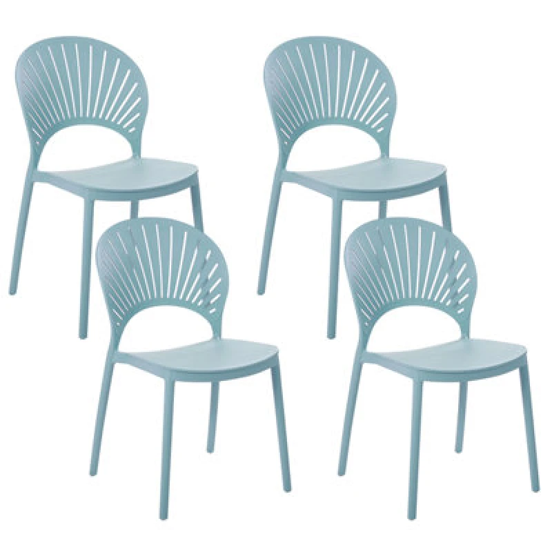 Image of Beliani Set Of 4 Garden Chairs Ostia Light Blue