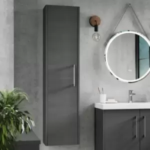 Image of Hudson Reed Juno Wall Hung Tall Storage Unit 350mm Wide - Graphite Grey