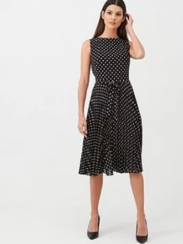 Image of Lauren by Ralph Lauren Florin Dress - Black/Colonial Cream, Size UK Size 12 = Us Size 8, Women