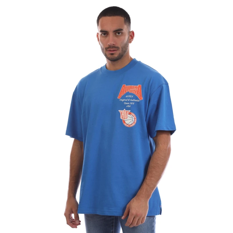 Image of Avirex Mens Mccarren Oversized Fit Oversized T-Shirt Blue male X Small
