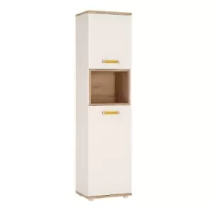 Image of 4Kids Tall 2 Door Cabinet In Light Oak And White High Gloss (Orange Handles)