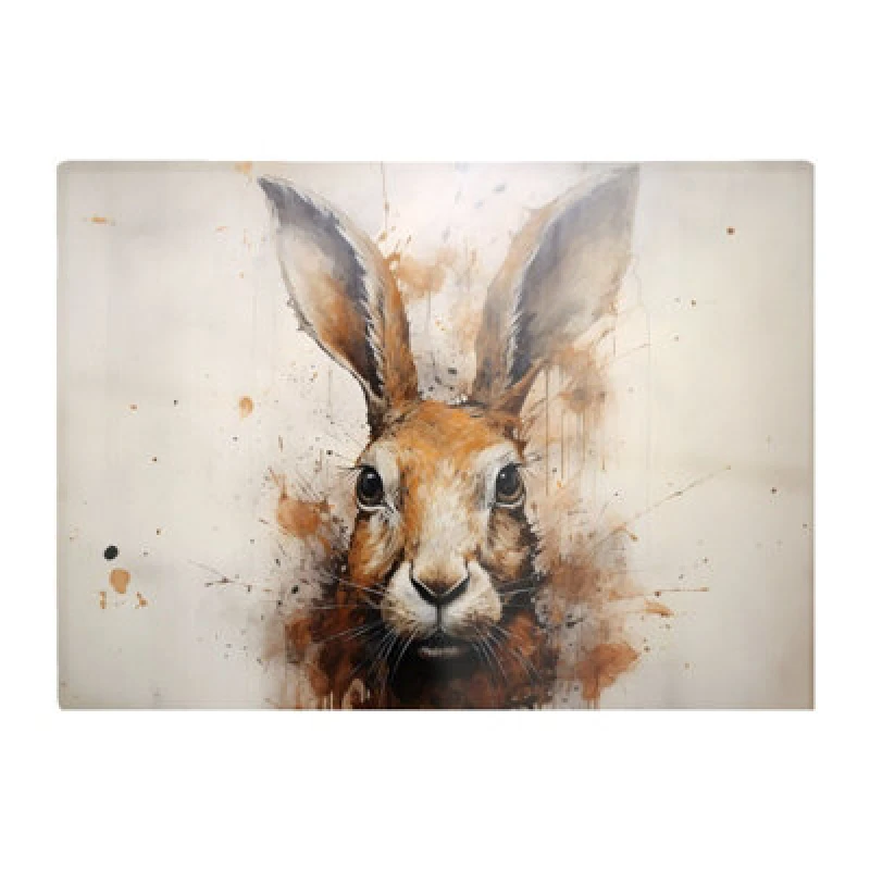 Image of Warren Reed Designer Watercolour Hare Face Glass Chopping Board