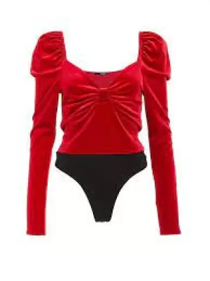 Image of Quiz Red Velvet Sweetheart Bodysuit - 6