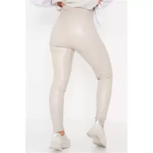 Image of I Saw It First Grey Faux Leather Ruched Bum Leggings - Grey
