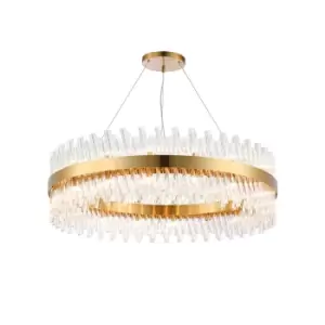 Image of Lysander 32 Light G9, Ceiling Pendant Round, Brass, Clear Item Weight: 29.51kg