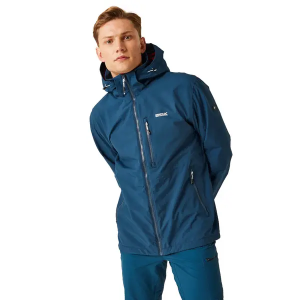 Image of Regatta Mens Bosfield II Waterproof Breathable Jacket S - Chest 37-38' (94-96.5cm) Moonlight Denim/Danger Red RMW395-M04-S