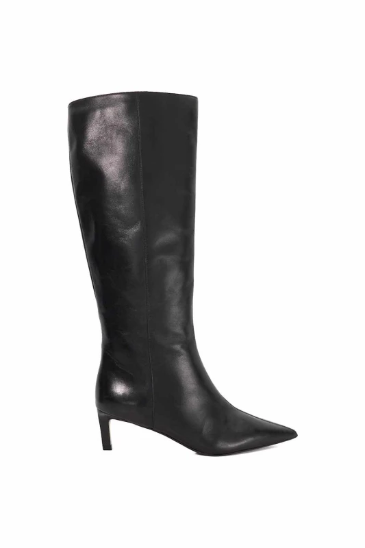 Image of Dune London Womens 'Smoothly' Leather Knee High Boots in Black Size: 4 Black Female 4