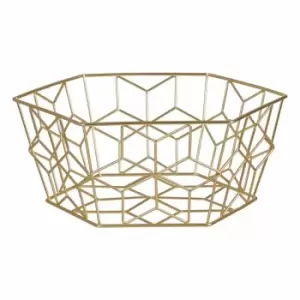Image of Premier Housewares Fruit Basket, Matte Gold Finish, Metal Wire