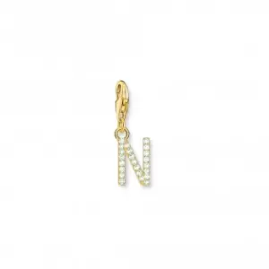 Image of Charmista White Gold Plated Zirconia Letter N Charm Pendant 1977-414-14