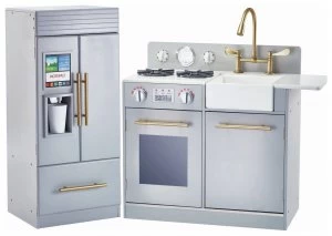 Image of Teamson Kids Urban Adventure Play Kitchen Set Grey.