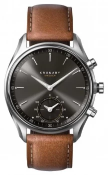 Image of Kronaby 43mm SEKEL Bluetooth Brown Leather Black Dial A1000- Watch