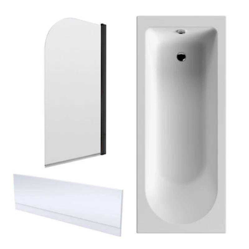 Image of Balterley Round 1700x700 Shower Bath Set - Panel & Round Screen &Fixings in White White Unisex