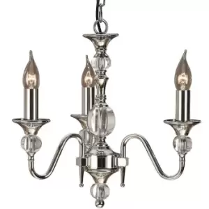 Image of Diana Ceiling Pendant Chandelier Bright Nickel & K9 Crystal Curved 3 Lamp Light