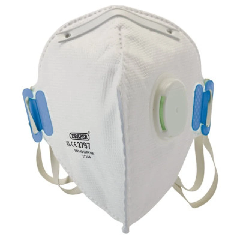 Image of Draper FFP3 fold flat dust mask BOX10 FPP3 nr Vertical Fold Flat Face Masks with Valve (Pack of 10) - Draper 21244