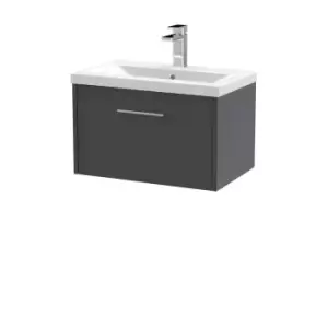 Image of Hudson Reed Juno 600mm Wall Hung Single Drawer Vanity & Mid-Edge Basin - Graphite Grey