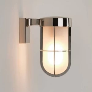 Image of 1 Light Outdoor Frosted Wall Light Polished Nickel IP44, E27