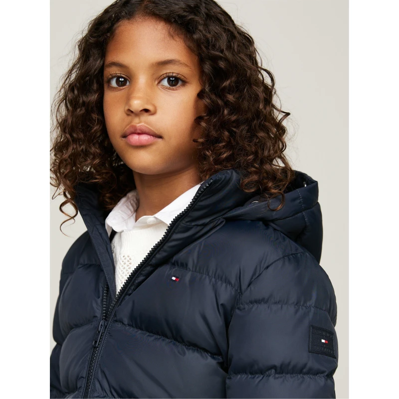 Image of Hooded Padded Jacket with Faux Fur Trim