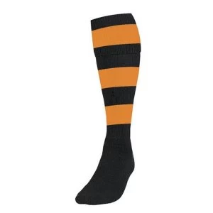 Image of Precision Hooped Football Socks Boys Black/Amber