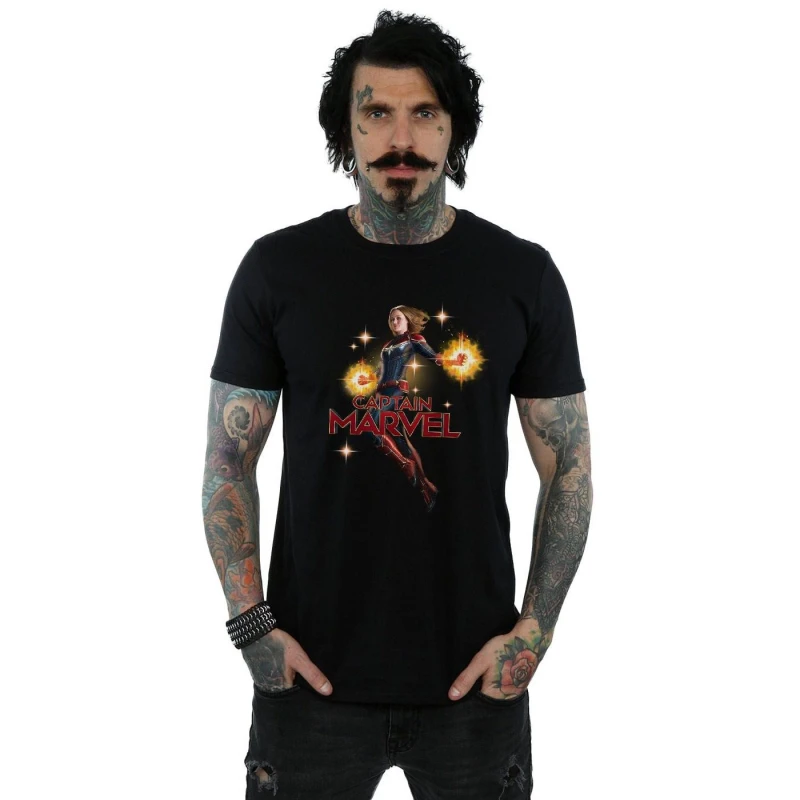 Image of Marvel Marvel Men Captain Carol Danvers T-Shirt in Black Size: Small Black S Male 5059114202324