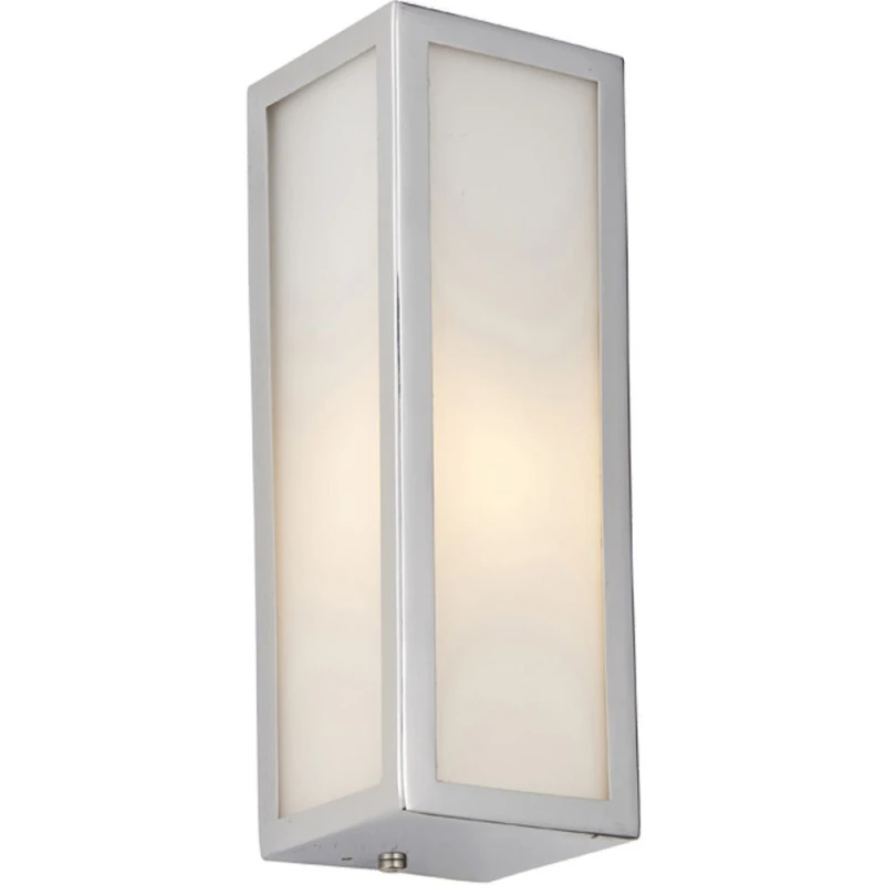 Image of Loops Bathroom Wall Light Fitting - Chrome Plate & Frosted Glass Shade - Single Lamp Clear