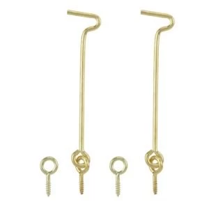 Image of BQ Brass Effect Metal Hook Eye L100mm Pack of 2
