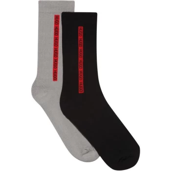Image of Boss Hugo Boss 2 Pack of Ribbed Tape Socks Mens - Grey