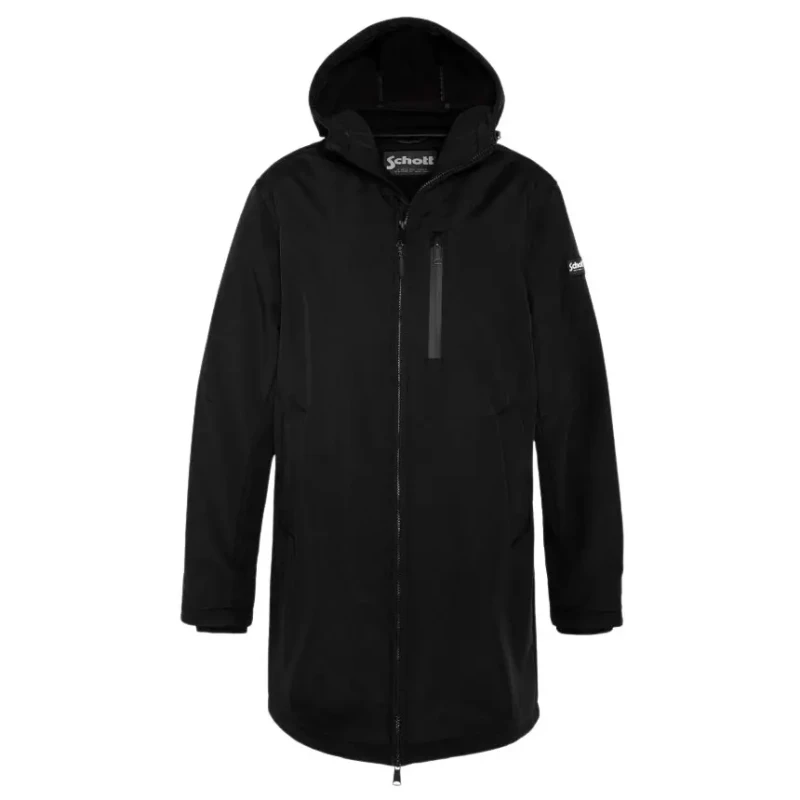Image of Schott Long zip-up hoodie jacket Schott Noir Male L