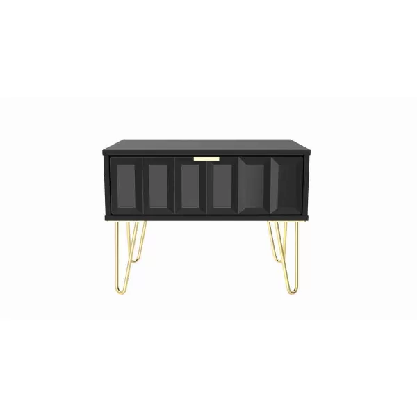 Image of Welcome Furniture Ready Assembled Cube 1 Drawer Wide Side Table In Deep Black