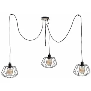 Image of Keter Soho Cluster Pendant Ceiling Light Wood, 3x E27