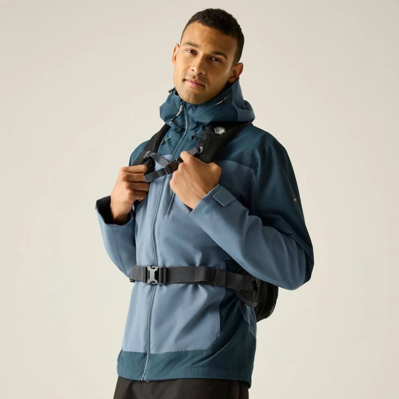 Image of Regatta Mens Highton Stretch Waterproof Shell in Mid Blue Size: Medium Mid Blue Male M