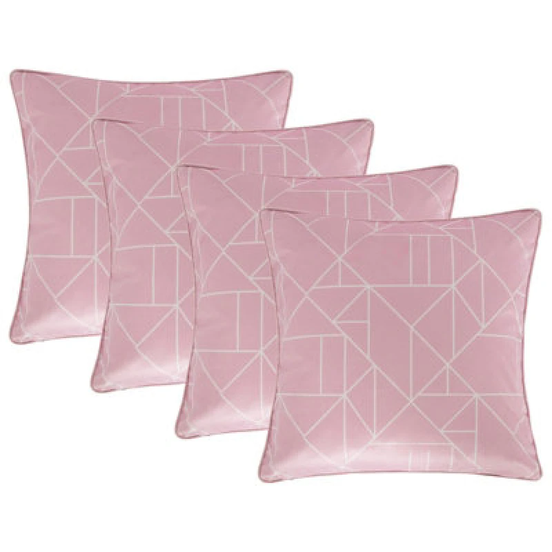 Image of OHS OHS 4 Pack Geo Matte Velvet Cushion Covers in Pink Size: 45cm x 45cm Pink 45cm x 45cm Unisex 5027434216505
