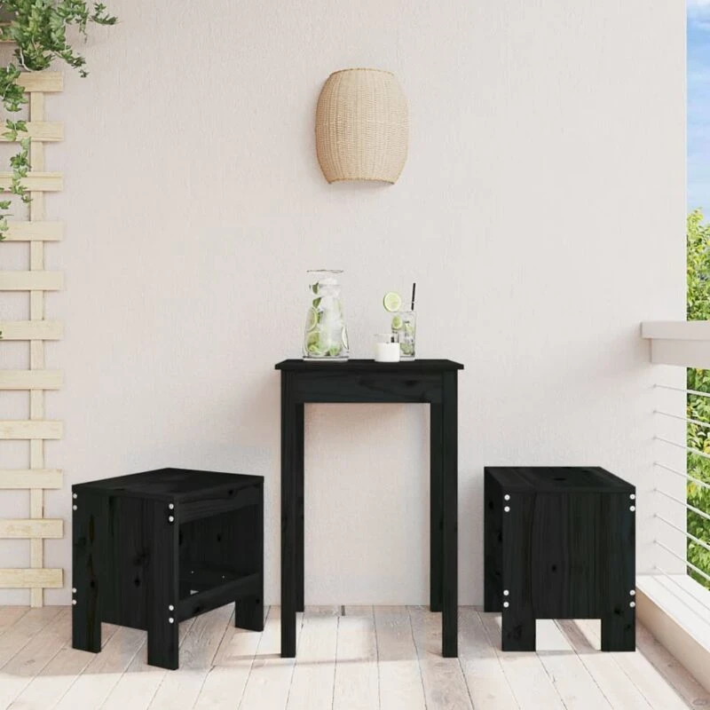 Image of vidaXL Garden Stools 2 pcs Black 40x36x45cm Solid Wood Pine, Black 825342