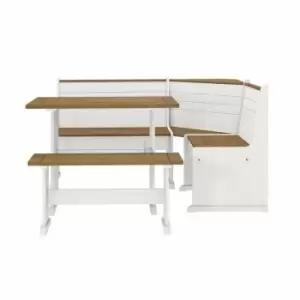Image of Lamont Corner Bench Set Rustic White & Rustic Honey