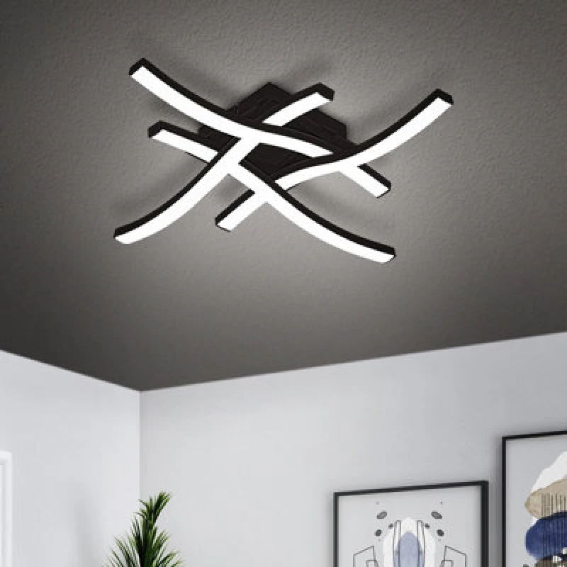 Image of Eglo Cabezas E Large Flush Wall & Ceiling Light Black