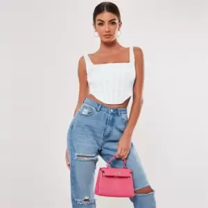 Image of Missguided Satin Corset - White