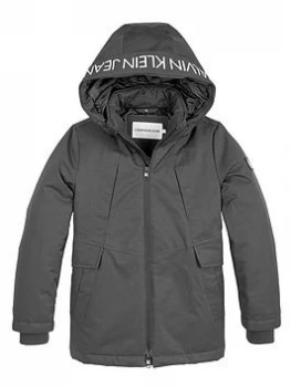 Image of Calvin Klein Jeans Boys Back To School Jacket - Black, Size Age: 16 Years