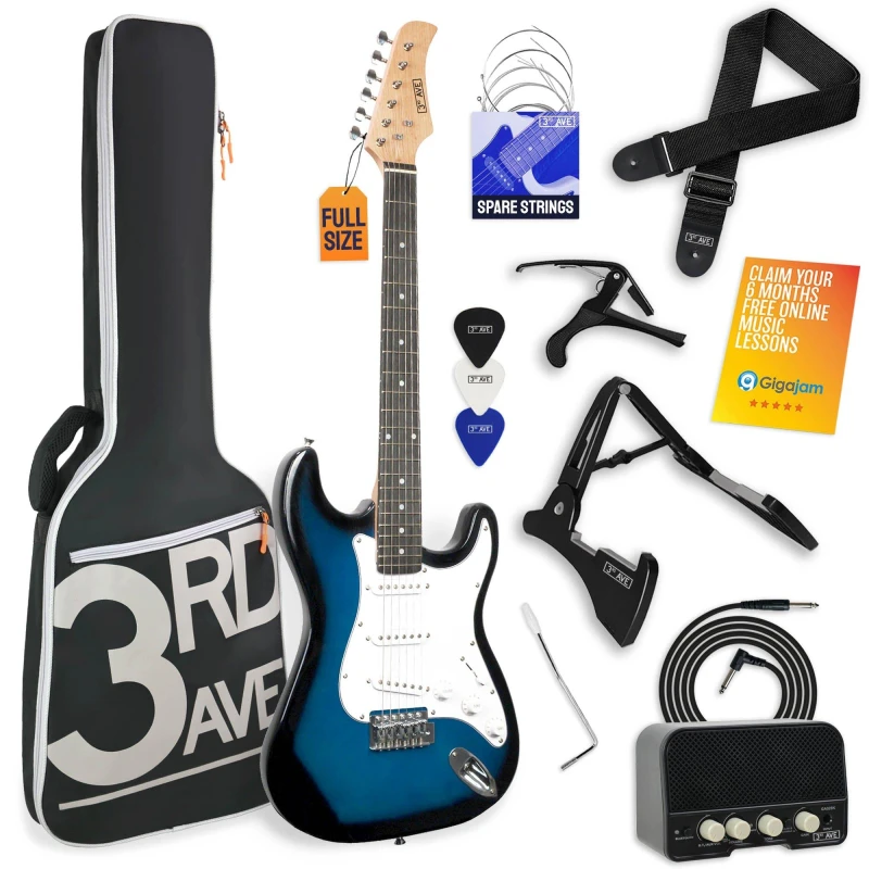 Image of 3rd Avenue Full Size Electric Guitar Pack with Amp Blueburst unisex Full Size