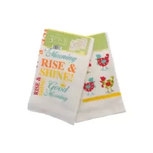 Image of Pack of 3 Velour Tea Towels - Wakey Wakey