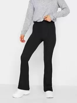 Image of PixieGirl Petite Ribbed Flare Trouser, Black, Size 8, Women