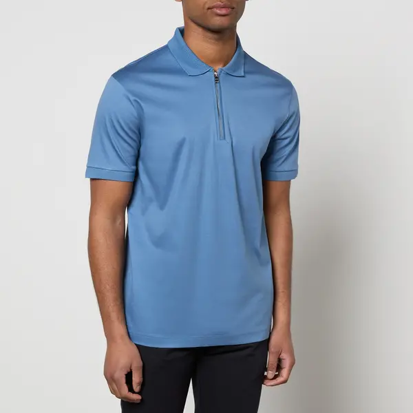 Image of BOSS Black Polston Cotton Polo Shirt - XL Blue Tops male 50513375-459 XL