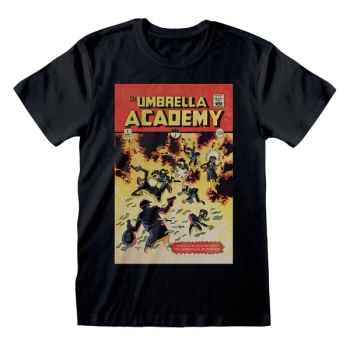 Image of Umbrella Academy - Comic Cover Unisex Small T-Shirt - Black
