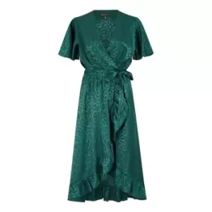 Image of Mela London Green Jacquard Leopard Print Midi Dress - Green