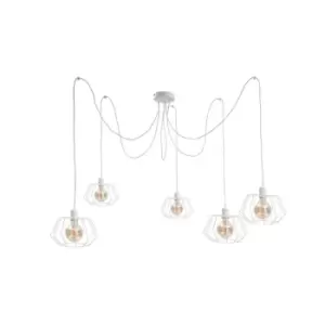 Image of Luna Cluster Pendant Ceiling Light White, 5x E27