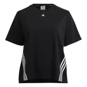 Image of adidas Train Icons 3-Stripes T-Shirt (Plus Size) Womens - Black
